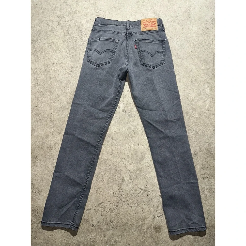 Levis 511 Jeans Men 29x30 Gray Slim Fit‎ Straight Leg Distressed Stretch Denim